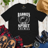 Rabbits Are My Spirit Animal T-Shirt - Easter Buck Bunny Tee - Hare Shirt - Ideal Gift for Rabbit Dad/Mom & Whisperer, Pet Owners - Black