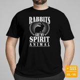 Rabbits Are My Spirit Animal T-Shirt - Easter Buck Bunny Tee - Hare Shirt - Ideal Gift for Rabbit Dad/Mom & Whisperer, Pet Owners - Black, Plus Size