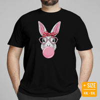 Rabbit & Hare T-Shirt - Easter Buck Bunny Blowing Bubble Shirt - Ideal Gift for Rabbit Dad/Mom & Whisperer, Animal Lovers & Pet Owners - Black, Plus Size