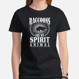 Raccoons Are My Spirit Animal T-Shirt - Trash Panda & Street Cat Shirt - Gift for Raccoon Lovers - Opossum Tee - Wildlife Rescue Shirt - Black, Women