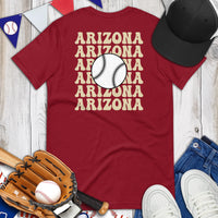 Retro Arizona Baseball Emblem Fanatic T-Shirt: Gift Ideas for Him & Her, Baseball Enthusiasts & Lovers - Vintage Game Day Tee - Cardinal