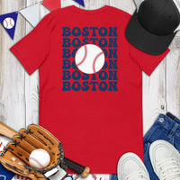 Retro Boston Baseball Emblem Fanatic T-Shirt: Gift Ideas for Him & Her, Baseball Enthusiasts & Lovers - Game Day Tee - Red