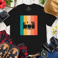 Camping & Bird Shirt - Presents, Gift Ideas for Bird Lovers, Photographers, Birdwatchers, Birders - Birding Shirt - Retro Camera T-Shirt - Black