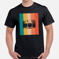 Camping & Bird Shirt - Presents, Gift Ideas for Bird Lovers, Photographers, Birdwatchers, Birders - Birding Shirt - Retro Camera T-Shirt - Black, Men