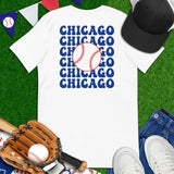 Retro Chicago Baseball Emblem Fanatic T-Shirt: Gift Ideas for Him & Her, Baseball Enthusiasts & Lovers - Game Day Tee - White
