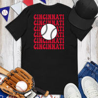 Retro Cincinnati Baseball Emblem Fanatic T-Shirt: Gift Ideas for Him & Her, Baseball Enthusiasts & Lovers - Vintage Game Day Shirt - Black