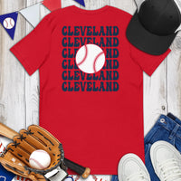 Retro Cleveland Baseball Emblem Fanatic T-Shirt: Gift Ideas for Him & Her, Baseball Enthusiasts & Lovers - Game Day Tee - Red