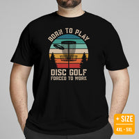 Retro Disk Golf Basket Themed T-Shirt - Ultimate & Frisbee Golf Apparel & Attire - Gift for Disc Golfers - Born To Play Disc Golf Tee - Black, Plus Size