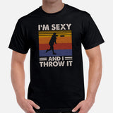 Retro Disk Golf Shirt - Frisbee Golf Attire & Apparel - Gift Ideas for Him & Her, Disc Golfers - Funny I'm Sexy And I Throw It T-Shirt - Black, Men