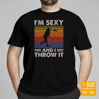 Retro Disk Golf Shirt - Frisbee Golf Attire & Apparel - Gift Ideas for Him & Her, Disc Golfers - Funny I'm Sexy And I Throw It T-Shirt - Black, Plus Size