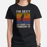 Retro Disk Golf Shirt - Frisbee Golf Attire & Apparel - Gift Ideas for Him & Her, Disc Golfers - Funny I'm Sexy And I Throw It T-Shirt - Black, Women