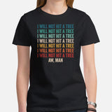 Retro Disk Golf Shirt - Frisbee Golf Attire & Apparel - Unique Gift Ideas for Him & Her, Disc Golfers - Funny I Will Not Hit A Tree Tee - Black, Women