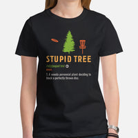 Retro Disk Golf T-Shirt - Frisbee Golf Attire & Apparel - Gift Ideas for Disc Golfers - Funny Stupid Tree Definition T-Shirt - Black, Women