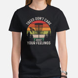 Retro Disk Golf T-Shirt - Frisbee Golf Attire & Apparel - Gift Ideas for Disc Golfers - Funny Trees Don't Care About Your Feelings Tee - Black, Women