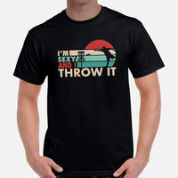 Retro Disk Golf T-Shirt - Frisbee Golf Attire & Apparel - Gift Ideas for Him & Her, Disc Golfers - Funny I'm Sexy And I Throw It Tee - Black, Men