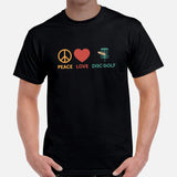 Disk Golf Shirt - Gift for Disc Golfer - Disk Golf Apparel, Disc Golf Attire - Disc Golf Shirt - Disk Golf Gifts - Peace Love Disc Golf Tee - Black, Men