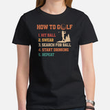 Retro Golf Tee Shirt & Outfit - Unique Bday & Christmas Gift Ideas for Guys, Men & Women, Golfers & Golf Lover - Funny How To Golf Tee - Black, Women