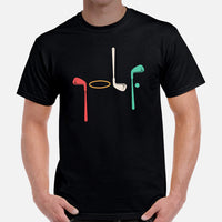 Retro Golf Tee Shirt & Outfit - Unique Bday & Christmas Gift Ideas for Guys, Men & Women, Golfers & Golf Lover - Vintage Golf Clubs Tee - Black, Men