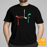 Retro Golf Tee Shirt & Outfit - Unique Bday & Christmas Gift Ideas for Guys, Men & Women, Golfers & Golf Lover - Vintage Golf Clubs Tee - Black, Plus Size