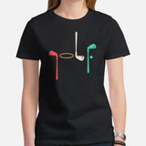 Retro Golf Tee Shirt & Outfit - Unique Bday & Christmas Gift Ideas for Guys, Men & Women, Golfers & Golf Lover - Vintage Golf Clubs Tee - Black, Women