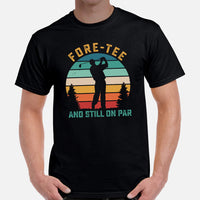 Vintage Golf Tee - Cool Golf Gifts for Dad, Golfers & Golf Lovers - Funny Golf Shirts, Attire & Outfit - Fore-Tee And Still On Par T-Shirt - Black, Men