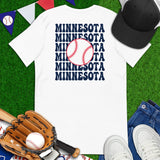 Retro Minnesota Baseball Emblem Fanatic T-Shirt: Gift Ideas for Him & Her, Baseball Enthusiasts & Lovers - Game Day Tee - White