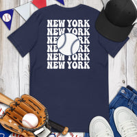 Retro New York Baseball Emblem Fanatic T-Shirt: Gift Ideas for Him & Her, Baseball Enthusiasts & Lovers - Vintage Game Day Shirt - Navy