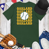 Retro Oakland Baseball Emblem Fanatic T-Shirt: Gift Ideas for Him & Her, Baseball Enthusiasts & Lovers - Vintage Game Day Shirt - Forest