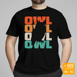 Retro Owl Rainbow Indie Aesthetic T-Shirt- Light Academia Cottagecore Granola Tee for Outdoorsy Birder, Birdwatcher & Ornithologist - Black, Men