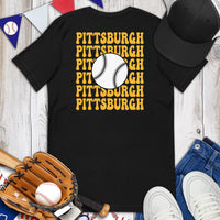 Retro Pittsburgh Baseball Emblem Fanatic T-Shirt: Gift Ideas for Him & Her, Baseball Enthusiasts & Lovers - Vintage Game Day Tee - Black