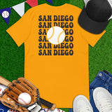 Retro San Diego Baseball Emblem Fanatic T-Shirt: Gift Ideas for Him & Her, Baseball Enthusiasts & Lovers - Vintage Game Day Shirt - Gold