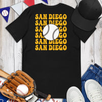 Retro San Diego Baseball Emblem Fanatic T-Shirt: Gift Ideas for Him & Her, Baseball Enthusiasts & Lovers - Vintage Game Day Tee - Black