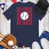 Retro St. Louis Baseball Emblem Fanatic T-Shirt: Gift Ideas for Him & Her, Baseball Enthusiasts & Lovers - Game Day Tee - Navy