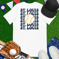 Retro St. Louis Baseball Emblem Fanatic T-Shirt: Gift Ideas for Him & Her, Baseball Enthusiasts & Lovers - Vintage Game Day Shirt - White