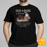 Rottweiler Dog Themed Clothes & Attire - Canine Tee Shirts For Humans - Gifts for Coffee & Dog Lovers - Books, Coffee & Dogs T-Shirt - Black, Plus Size