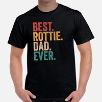 Rottweiler Dog Themed Clothes & Attire - Canine Tee Shirts For Humans - Gifts for Dog Lovers - Retro Best Rottie Dad Ever T-Shirt - Black, Men