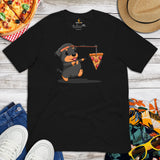 Rottweiler Dog Themed Clothes & Attire - Canine Tee Shirts For Humans - Gifts for Dog Lovers - Rottie Chasing A Pizza Slice T-Shirt - Black