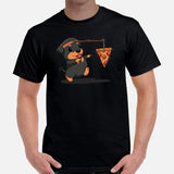 Rottweiler Dog Themed Clothes & Attire - Canine Tee Shirts For Humans - Gifts for Dog Lovers - Rottie Chasing A Pizza Slice T-Shirt - Black, Men