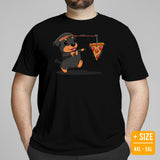 Rottweiler Dog Themed Clothes & Attire - Canine Tee Shirts For Humans - Gifts for Dog Lovers - Rottie Chasing A Pizza Slice T-Shirt - Black, Plus Size