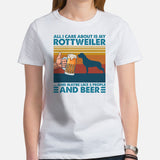 Rottweiler Dog Themed Clothes - Canine Tee Shirts For Humans - Gifts for Dog Lovers - All I Care About Is My Rottie And Beer T-Shirt - White, Women