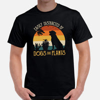 Rottweiler Dog Themed Clothes - Funny Canine Tee Shirts For Humans - Gifts for Dog Lovers - Easily Distracted By Dogs & Plants T-Shirt - Black, Men