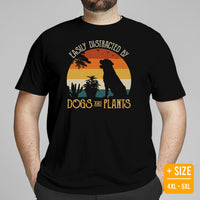 Rottweiler Dog Themed Clothes - Funny Canine Tee Shirts For Humans - Gifts for Dog Lovers - Easily Distracted By Dogs & Plants T-Shirt - Black, Plus Size