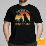 Rottweiler Dog Themed Clothes - Funny Canine Tee Shirts For Humans - Gifts for Dog Lovers - Easily Distracted By Dogs & Plants T-Shirt - Black, Plus Size