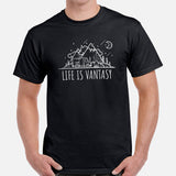 RV Campervan Motorhome Celestial Shirt - Camping, Glamping Vacation Shirt - Life Is Vantasy T-Shirt - Family Overlanding, Nomadic Tee - Black, Men