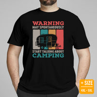 RV Campervan Motorhome T-Shirt - Family Road Trip, Overlanding Nomadic Shirt - May Spontaneously Start Talking About Camping Shirt - Black, Plus Size