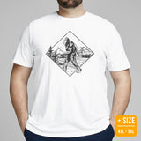 Camping & Hiking Shirt - Presents, Gift Ideas for Happy Campers & Hikers - Bigfoot Sasquatch Tee Shirt - The Pine Forest Yeti T-Shirt - White, Large Size for Overweight
