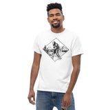 Sasquatch, Yeti, Cryptid Legends Sketch Graphic Tee for Camping & Outdoor Enthusiasts - Retro Bigfoot Walking In The Pine Forest Shirt - White