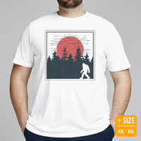Camping & Hiking Shirt - Presents, Gift Ideas for Campers & Hikers - Bigfoot Sasquatch Tee Shirt - The Pine Forest Japanese Vibe T-Shirt - White, Large Size for Overweight