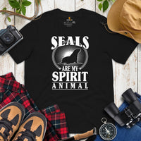 Seals Are My Spirit Animal T-Shirt - Seal Lover Shirt - Ideal Gift for Aquatic Animals & Marine Mammal Lovers - Marine Biology Shirt - Black