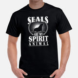 Seals Are My Spirit Animal T-Shirt - Seal Lover Shirt - Ideal Gift for Aquatic Animals & Marine Mammal Lovers - Marine Biology Shirt - Black, Men